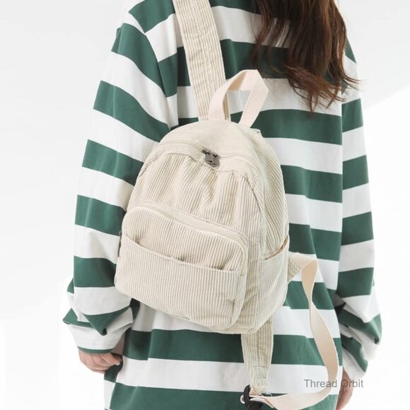 Corduroy Mini Backpack Purse - Small Daypack with Multiple Pockets main image 4